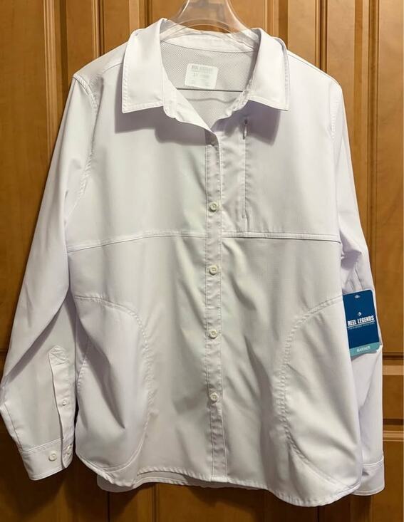 Reel Legends Tops - Reel Legends Saltwater Shirt Womens 1X White Long Sleeve Vent Blouse Fishing Top